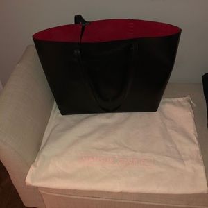 Mansur gavriel large tote black and flamma red